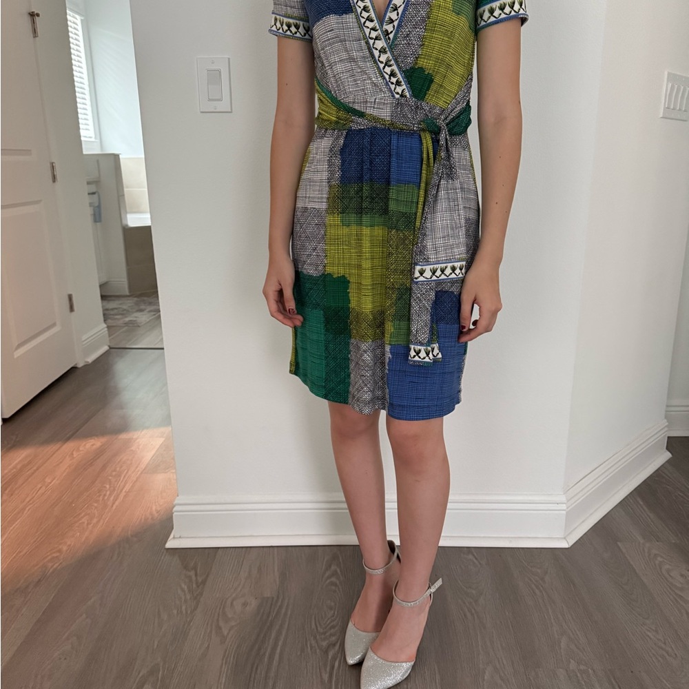 Bcbgmaxazria Multicolor Patchwork Midi Dress - image 2